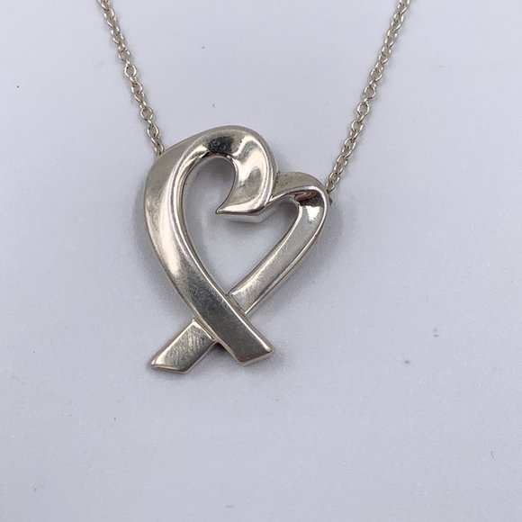 Authentic Tiffany & Co Paloma Picasso Loving Heart Pendent Silver Necklace - Picture 3 of 10